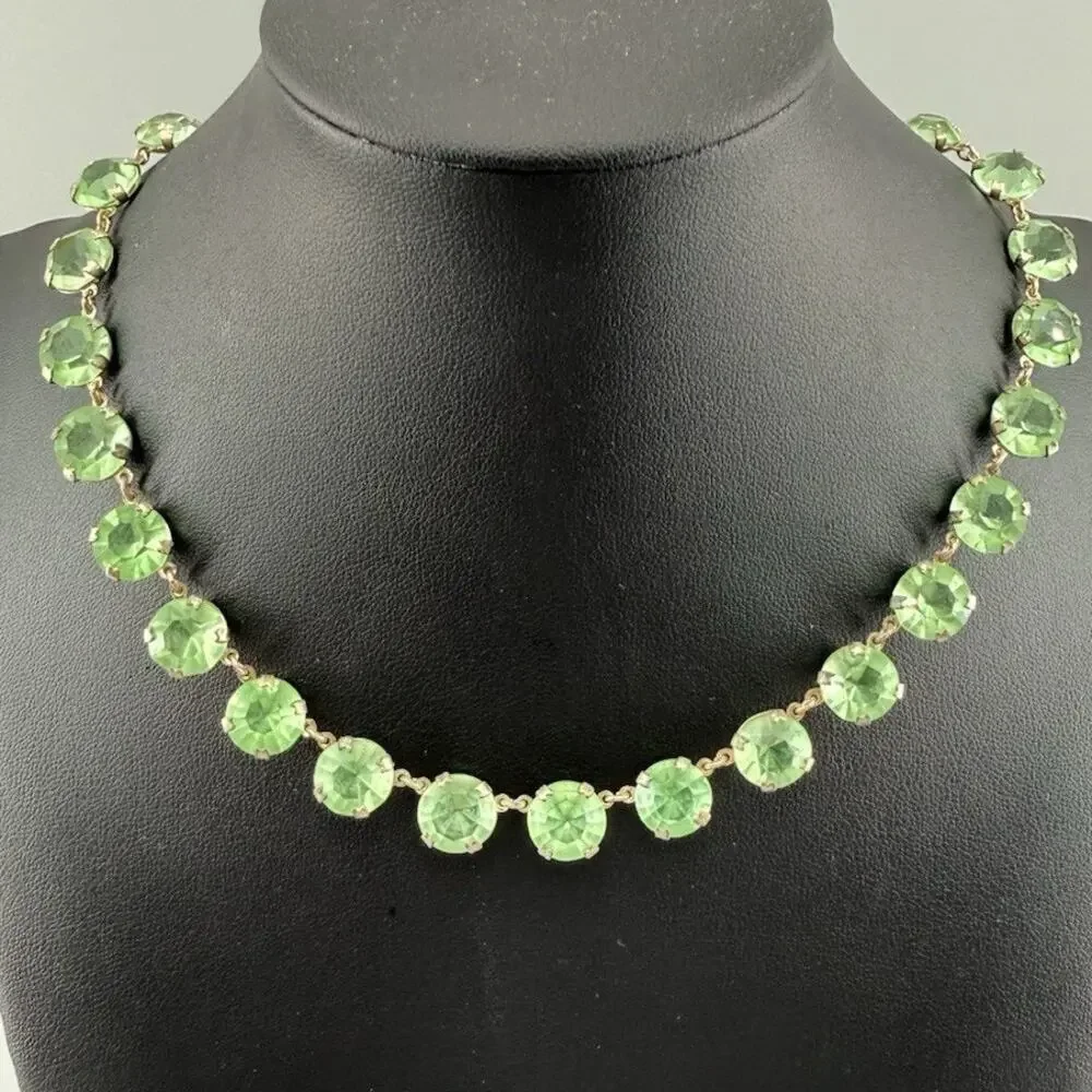 Antique Art Deco Mixed UV Reactive Glass Rivière Necklace Uranium Manganese UV - Picture 2 of 16
